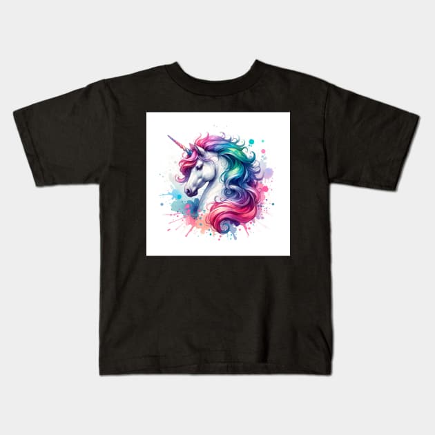 Unicorn Study - Fantasy AI Kids T-Shirt by Oldetimemercan